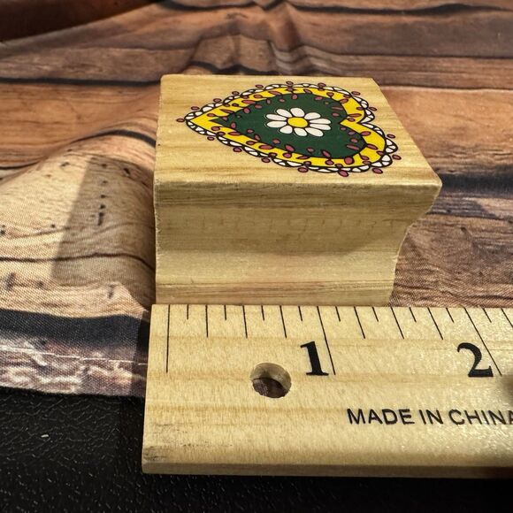 Flower & Heart Rubber Stamp Wooden Mounted Crafting Scrapbooking Cards Floral - Picture 7 of 9